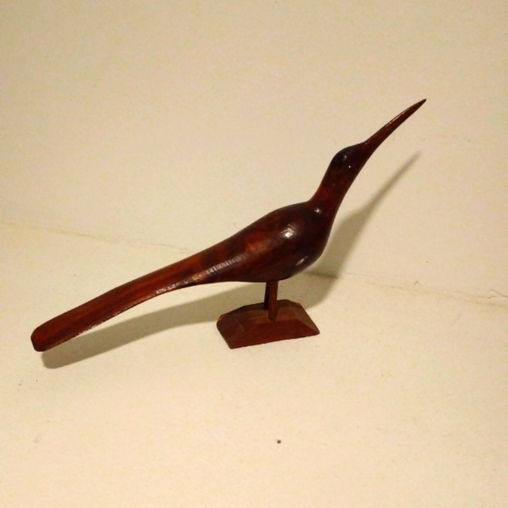 Artisan Carved Wooden Bird Figurine